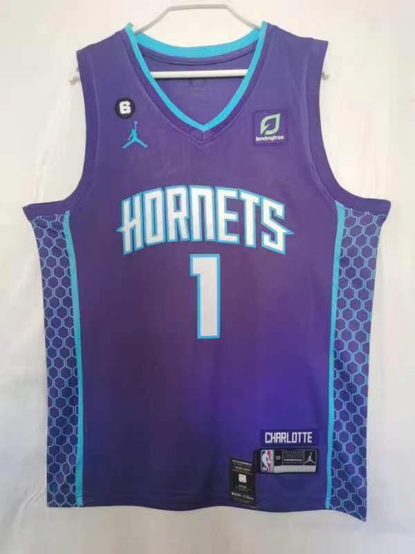 Men Charlotte Hornets #1 Ball Purple Game 22-23 NBA Jersey->italy jersey->Soccer Country Jersey